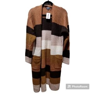 NWT Colorblock Freshman Medium Long Cardigan Sweater GUC